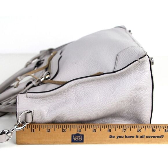 Rebecca Minkoff LIGHT GRAY GENUINE LEATHER SATCHEL SHOULDER BAG X-BODY HANDBAG - Picture 14 of 16